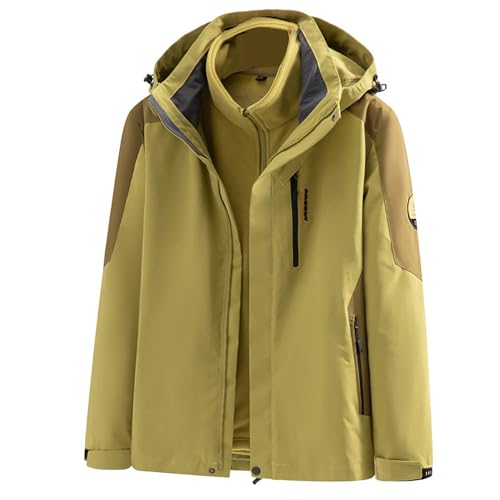 Winterjacke für Herren Übergrößen Zweiteilige Fleecejacke Outdoorjacke 2in1 Wasserdicht Atmungsaktiv Windbreaker Funktionsjacke, grün, 4XL von Generisch