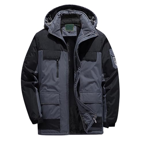 Winterjacken Herren Wasserdicht Warm Gefüttert Parker Jacken Arbeitsjacke 9XL Große Größen mit Reißverschluss Wanderjacke Übergangsjacke mit Kapuze Winddicht Skijacke Outdoorjacke Wintermantel von Generisch