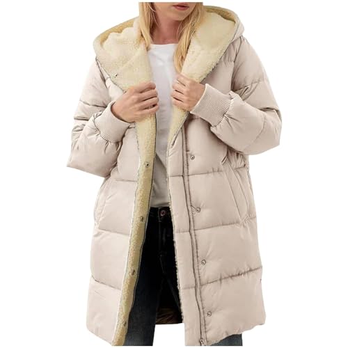 Wintermäntel Damen Lang Winterjacke Warm Steppjacke Warme Gefüttert Daunenjacke mit Kapuze Winterparka Einfarbig Outdoorjacke Steppmantel Jacke Mantel Winter von Generisch