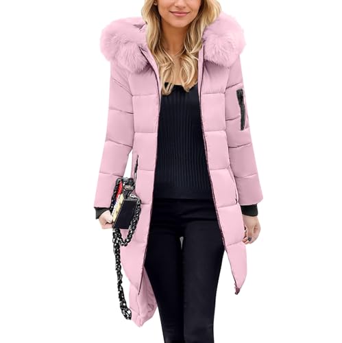 Wintermantel Damen Elegant Lang Winterjacke Winter Warm Pelzkragen Steppjacke Damenmantel Outdoor Winddicht Steppmantel Puffer Jacke Bequeme Gefüttert Winterparka Übergangsmantel Frauen(Pink,Medium Wintermantel Damen Elegant Lang Winterjacke Winter Warm Pelzkragen Steppjacke Damenmantel Outdoor Winddicht Steppmantel Puffer Jacke Bequeme Gefüttert Winterparka Übergangsmantel Frauen(Pink,Medium von Generisch