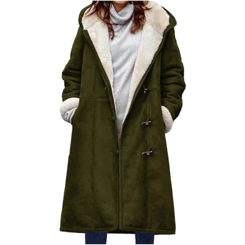 Wintermantel Damen Fleece Warm Lang Jacke Softshellmantel übergangsmantel Winter Damen Winterjacke Gefüttert Gefütterte Jacke Damen Lang Teddyfell Jacke Damen Beige von Generisch