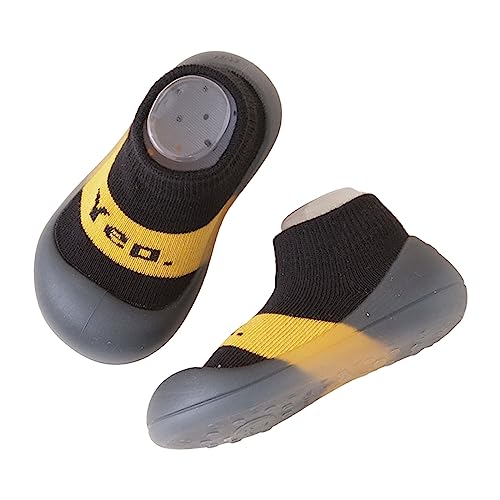 Winterschuhe Baby-Turnschuhe Kinder-Bodensocken Kleinkind-Schuhe Weiche Sohle Warm Socken für Jungen Mädchen Weiche Gummischuhe Schuhe (Yellow, 22.5 Toddler) von Generisch