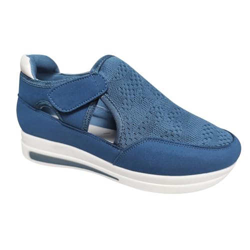winterschuhe Damen Elegant, Freizeitschuhe Damen Sneaker Geschlossen Mesh Schnallenriemen Sportschuhe Barfußschuhe Lässige Orthopädische Flache Fashion Wanderschuhe Weichen Sohle Straßenlaufschuhe 1 von Generisch