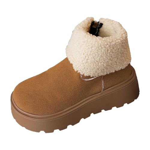 Winterschuhe Damen Herren Leder Winterstiefel Overknee Stiefel Ankle Boots mit Reißverschluss Winter Outdoor Schneestiefel Stylisch und Praktisch Reitstiefel-ähnliche Stabilität von Generisch