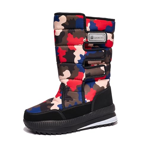 Winterschuhe Damen Herren Leder Winterstiefel Schlaffer Schaft Stiefel Schnürstiefel Rutschfest Winter Outdoor Schneestiefel Ankle Boots Schlupfschuh-Design Alltag Elegance von Generisch