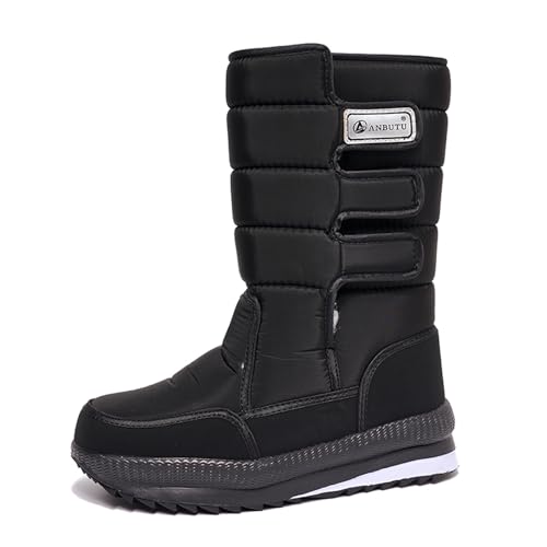Winterschuhe Damen Herren Leder Winterstiefel Schlaffer Schaft Stiefel Schnürstiefel Rutschfest Winter Outdoor Schneestiefel Ankle Boots Schlupfschuh-Design Alltag Elegance von Generisch
