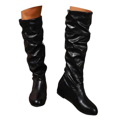 Winterschuhe Damen Herren Plateau Schuhe Kurzstiefel Westernstiefel Stiefeletten mit Schnalle Lockerer Schaft-Design für lässigen Look Rutschfeste Laufsohle Basics-Modell Alltag Elegance von Generisch