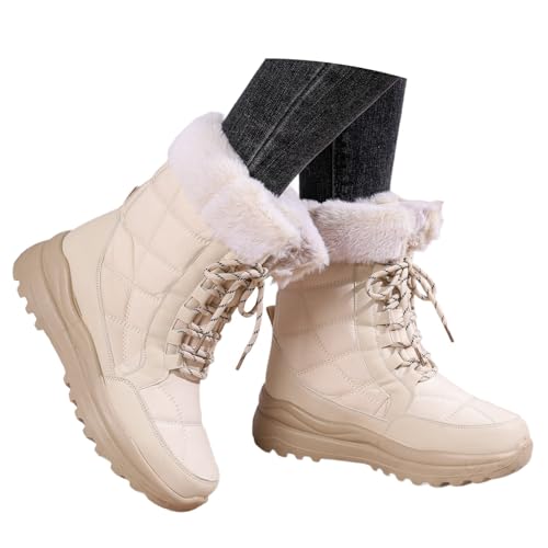 Winterschuhe Damen Herren Veloursleder Ankle Boots Overknee Stiefel mit Reißverschluss Winter Warme Leder Rutschfeste Laufsohle Reitstiefel-ähnliche Stabilität von Generisch