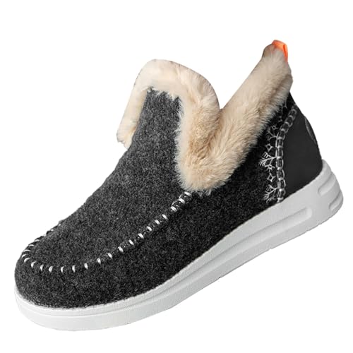 Winterschuhe Damen Winterstiefeletten Damen Gefüttert Winter Schuhe Outdoor Rutschfeste Weitschaft Warme Fleece Winterschuhe Elastische Ergonomie Womens Boots von Generisch
