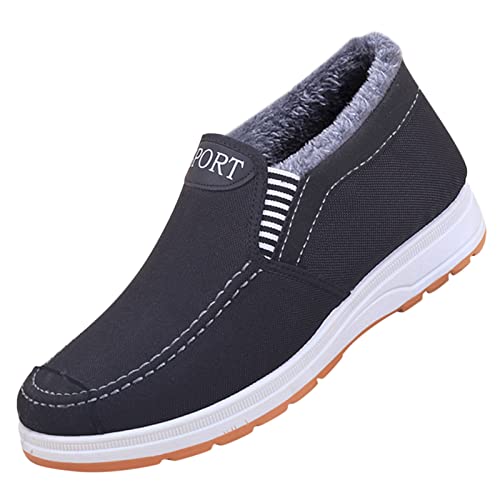 Winterschuhe Herren Gefüttert Slip On Sneaker Wanderschuhe Winter Warm Loafer Trekkingschuhe rutschfest Arbeitschuhe Winterboots Turnschuh Sportschuhe Schneeschuhe Outdoorschuhe Gr.39-44 von Generisch