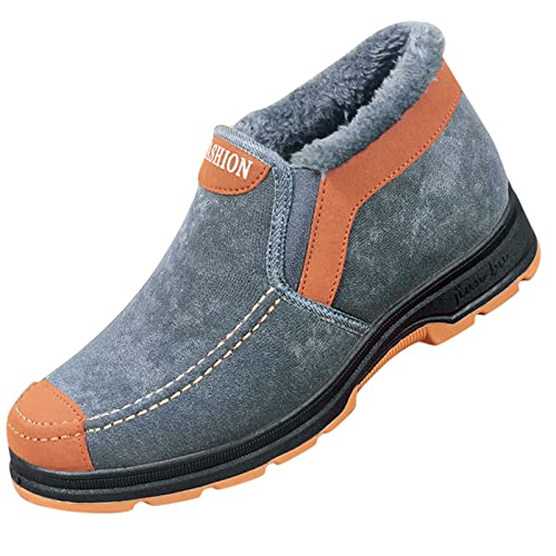 Winterschuhe Herren Gefüttert Warm Winterstiefel - Bequeme Thermoschuhe Wasserdicht Outdoor Winterboots Runde Zehe Schneeschuhe Rutschfest Flache Schuhe Flauschige Plüsch Stiefeletten von Generisch