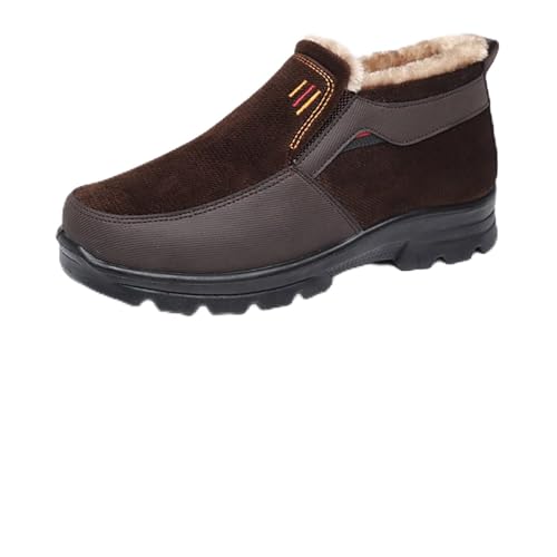 Winterschuhe Herren Gefüttert Wasserdicht - Bequeme Winterstiefel Mode Thermoschuhe Warm Outdoor Schneeschuhe - Runde Zehe Winterboots Rutschfest Winter Ankle Boots Flauschige Plüsch Schneestiefel von Generisch