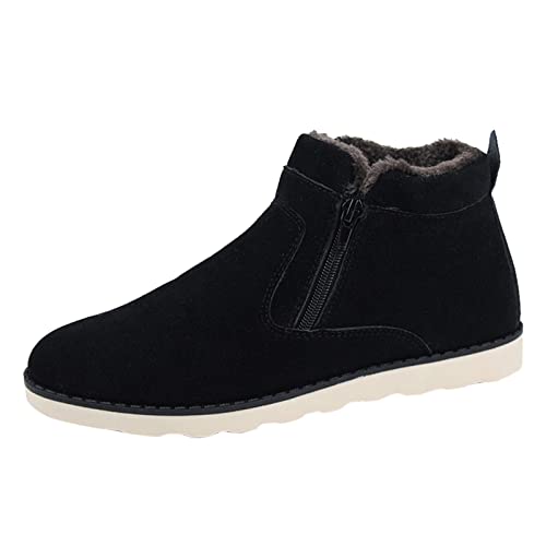 Winterschuhe Herren Gefütterte Mit Seitlicher ReißVerschluss, Wasserdicht Wildleder Winterstiefel Für Herren, Atmungsaktiv Freizeitschuhe Outdoor Warm Schneeschuhe Schlupfstiefel Bequeme Winterboots von Generisch
