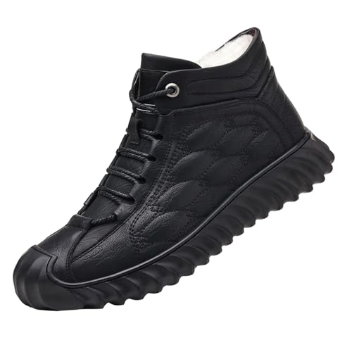 Winterschuhe Herren Leder, Schneeschuhe mit Warm Gefüttert Winterstiefel Weichen Sohle Winterboots Anti-Rutsch Schneestiefel Freizeit Stiefeletten Bequem Knöchelstiefel für Camping von Generisch