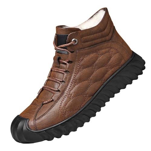 Winterschuhe Herren Leder, Schneeschuhe mit Warm Gefüttert Winterstiefel Weichen Sohle Winterboots Anti-Rutsch Schneestiefel Freizeit Stiefeletten Bequem Knöchelstiefel für Camping von Generisch