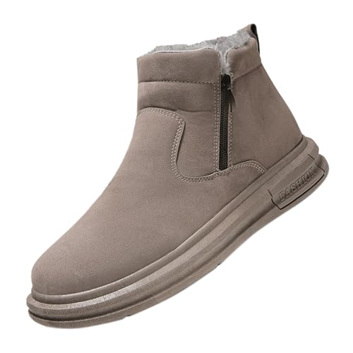 Winterschuhe Herren Mit Reißverschluss, Herren Schneeschuhe Gefüttert, Outdoorschuhe High-Top Wanderschuhe Fleece Sportschuhe Winter Freizeitschuhe rutschfest Therm Trachtenschuhe von Generisch