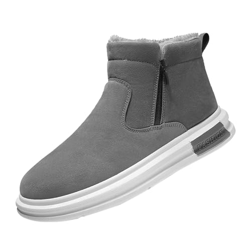Winterschuhe Herren Mit Reißverschluss, Herren Schneeschuhe Gefüttert, Outdoorschuhe High-Top Wanderschuhe Fleece Sportschuhe Winter Freizeitschuhe rutschfest Therm Trachtenschuhe von Generisch