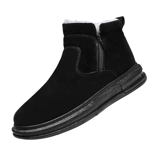 Winterschuhe Herren Mit Reißverschluss, Herren Schneeschuhe Gefüttert, Outdoorschuhe High-Top Wanderschuhe Fleece Sportschuhe Winter Freizeitschuhe rutschfest Therm Trachtenschuhe von Generisch