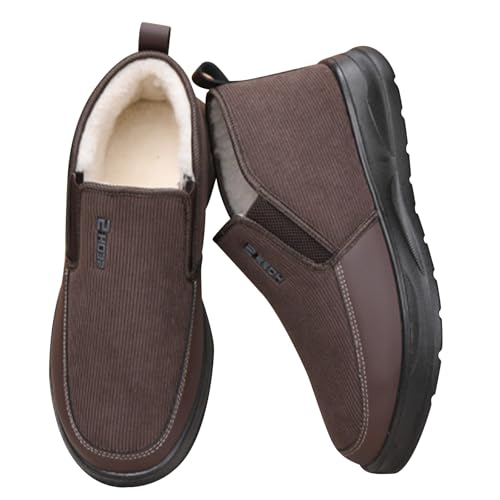 Winterschuhe Herren Ohne Schnürsenkel, Herren Schneeschuhe Gefüttert, Wanderschuhe Slip On Outdoorschuhe rutschfest Freizeitschuhe Vintage Sportschuhe Einfarbig Bequeme Mattenschuhe Winterschuhe Herren Ohne Schnürsenkel, Herren Schneeschuhe Gefüttert, Wanderschuhe Slip On Outdoorschuhe rutschfest Freizeitschuhe Vintage Sportschuhe Einfarbig Bequeme Mattenschuhe von Generisch