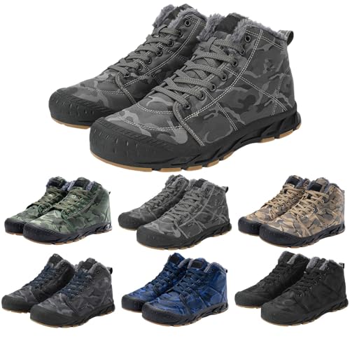 Winterschuhe Herren Outdoor Military Boots Trekking Wanderstiefel Gefütterte Wanderschuhe Camouflage Trekkingschuhe Rutschfeste Outdoorschuhe Winterstiefel Wasserdicht Schneestiefel Winterboots von Generisch