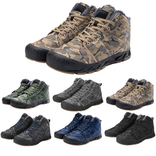 Winterschuhe Herren Outdoor Military Boots Trekking Wanderstiefel Gefütterte Wanderschuhe Camouflage Trekkingschuhe Rutschfeste Outdoorschuhe Winterstiefel Wasserdicht Schneestiefel Winterboots von Generisch