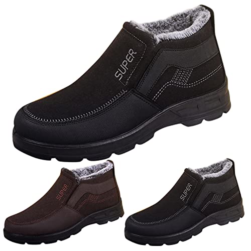 Winterschuhe Herren Warm Gefüttert Wasserdicht | Schneeschuhe Atmungsaktiv Rutschfeste Winterstiefel Outdoor Wanderschuhe Verdicken Schneestiefel Freizeitschuhe Flacheschuhe Herrenboots von Generisch