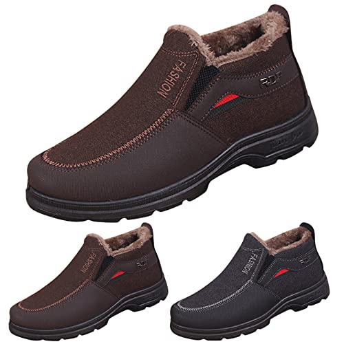Winterschuhe Herren Wasserdicht Pu Leder, Herren Schneestiefel Gefüttert Thermostiefel Wandern Wanderstiefel Outdoor Winterboots Casual Herbstschuhe Retro Freizeitschuhe Thermo Trekkingschuhe von Generisch