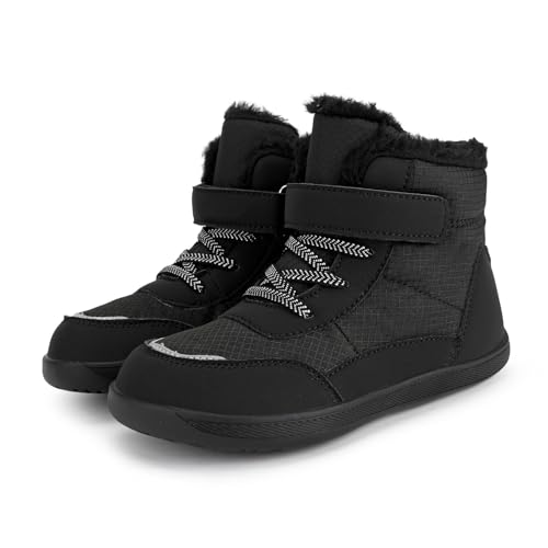 Winterschuhe Kinder Jungen, Barfussschuhe Winter Kinder Warm Gefütterte Winterschuhe Wasserdicht Winterstiefel Mädchen Jungen Leicht Rutschfest Schneestiefel Outdoor Wanderschuhe von Generisch