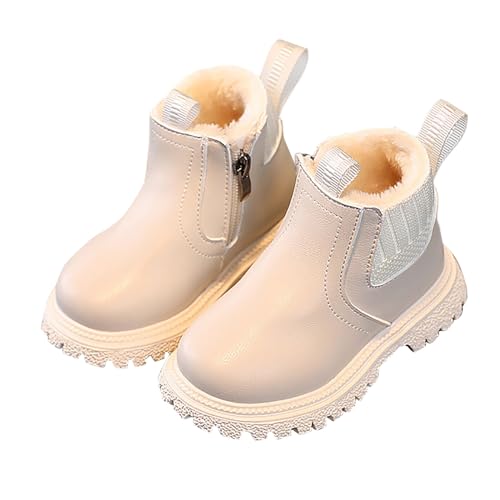 Winterschuhe Mädchen Winterstiefel Kinder Stiefeletten Seitlicher Reißverschluss Booties Fleece Winddichte Kurze Stiefel Stiefeletten Mädchen Stiefel Mädchen von Generisch