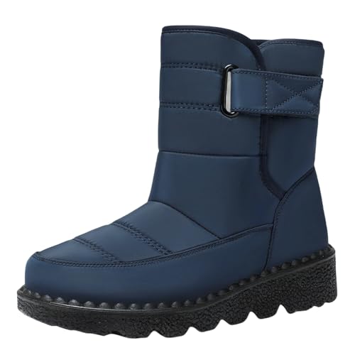 Winterstiefel Damen Gefüttert Winter Wärme Mid Schneestiefel Wasserdicht Winterschuhe Boots Schuhe Winterboots Stiefel Outdoor Wanderstiefel Thermoreitstiefel (Blue, 42) von Generisch