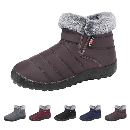 Winterstiefel Damen Gefüttert Winterstiefel Damen Winter Fleece Gefüttert Dicke Schneestiefel Ankle Boots Stiefeletten Bequem Wasserdicht rutschfest Breite Hallux Valgus Schuhe von Generisch