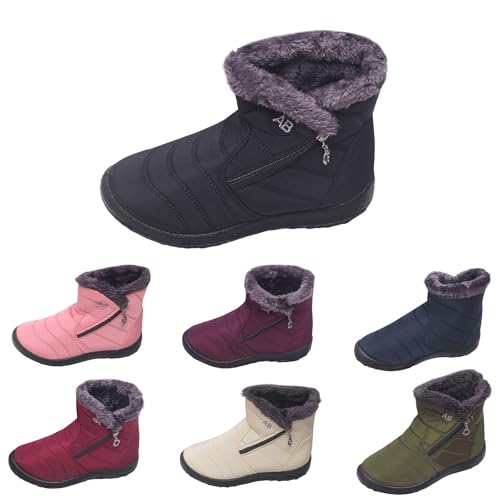 Winterstiefel Damen Gefüttert Winterstiefel Damen Winter Fleece Gefüttert Dicke Schneestiefel Ankle Boots Stiefeletten Bequem Wasserdicht rutschfest Breite Winterschuhe Wasserdicht von Generisch