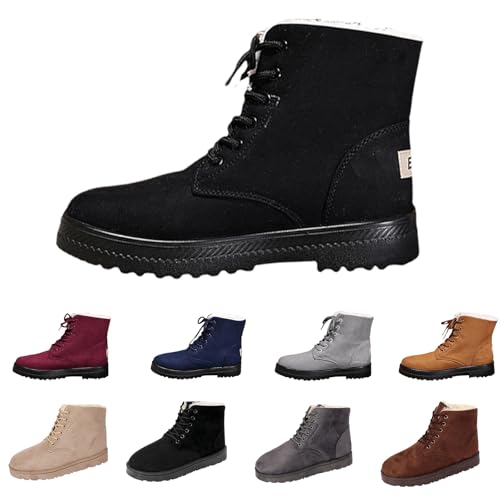 Winterstiefel Damen Leder Winterstiefel Damen Boots Winter Trachtenstiefel Elegant Schnürstiefeletten Übergangsschuhe Dirndl Trachten Weite H Ankle Für Gefüttert Leder von Generisch