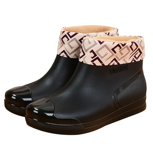 Winterstiefel Damen Wasserdicht Gummistiefel Festival Bunt Rutschfest Regenstiefel Outdoor Regenschuhe Mode Glitzer Gummistiefeletten Breite Waden Schlupfstiefel Gartenstiefel Rain Boots von Generisch