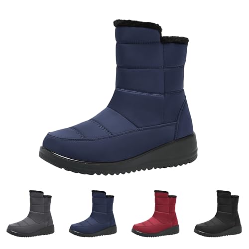 Winterstiefel Damen Winterstiefel Damen Gefüttert Wasserdicht Warm Gefütterte Schneestiefel Winterschuhe Mode Fleece Stiefeletten Winter Kurzschaft Winter Boots von Generisch