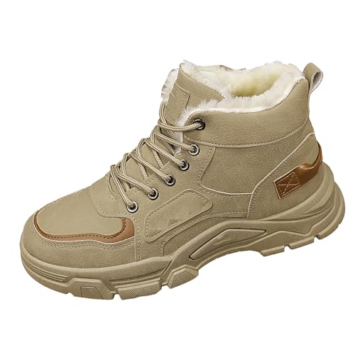 Winterstiefel Herren Gefüttert, Herren Wanderstiefel Pu Leder Wasserdicht Arbeitsstiefel Elegant Hoch Schneeschuhe Thermo Wanderschuhe Trekking Schneeboots Western Bootsschuhe Retro Schneestiefel von Generisch