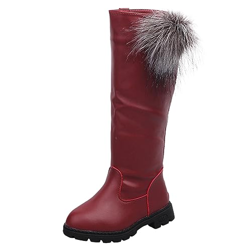 Winterstiefel Kinder Stiefelschuh Chelsea Boot High-Top Stiefel Winterschuhe Mädchen Modische Flache mit Seitlichem Reißverschluss Leder von Generisch