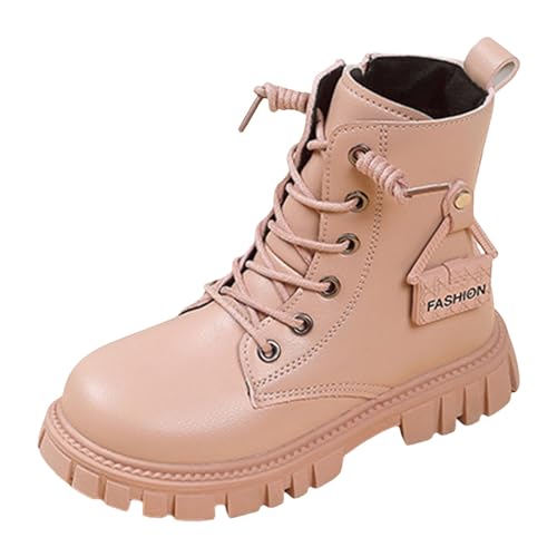 Winterstiefel Mädchen Kinderschuhe Bequeme Kurze Stiefel mit weichen Sohlen Modische Outdoor-Samt-warme Prinzessin-Lederstiefel (29.5 Little Child) von Generisch