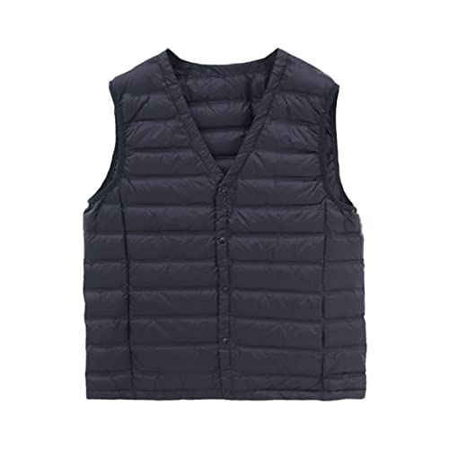 Winterweste Herren Warm V-Ausschnitt : Steppweste Herren Leicht Ohne Kragen Daunenweste Mit Knöpfen Daunenjacke Gilet Steppjacke Ultraleichte Arbeitsweste Bodywarmer Große Größen Gepolsterte Weste von Generisch