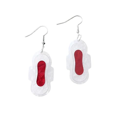 Winzige Acryl-Ohrhänger, Statement-Ohrringe, Acryl-Ohrhänger für feminine und menstruationsbedingte Fürsprache Frauenschmuck (Red, 4x2.2x2cm) von Generisch