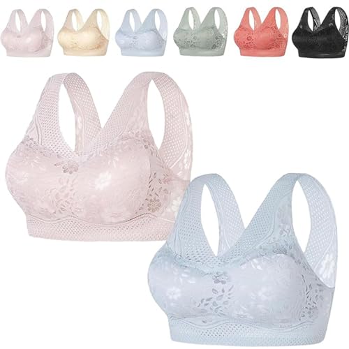 Wmbra BH FüR Seniorinnen Original, Zero Feel Bralette, V-RüCken-BH Bequemer, Starker Nahtloses Design (DE/NL/SE/PL, Alphanumerisch, XL, Regular, Regular, 2PC - B) von Generisch