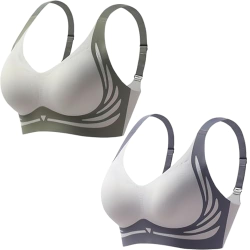 Wmstylist Lushfitting Powerful Push-Up Seamless Bra, Bloommiss Ultimate Lift Super Gather Bra (2PCSE,XXL) von Generisch