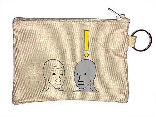 Wojak Feels Guy NPC Non Player Character Quest Giver Meme Schlüsselanhänger Münzbörse Beige von Generisch