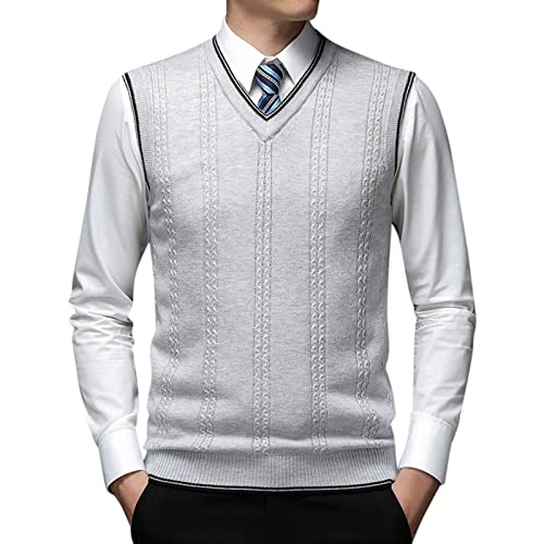 Wollweste Herren Weste Classic Gentleman Pullunder Tops Klassische Business Strickwesten Winter Warm Wollweste Pulloverwestee Tanktops Strickweste Tanktops Westover von Generisch