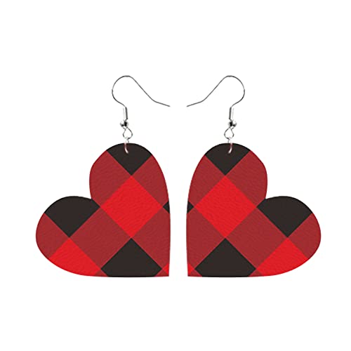 Woman Cubic Zirconia Crystal rot schwarz, kariert, Tie Dye, Leopardenmuster, Herz, Lederohrringe, tropfenförmiges Geschenk für Mädchen Sticker Ohrringe Für Mädchen (B, One Size) von Generisch