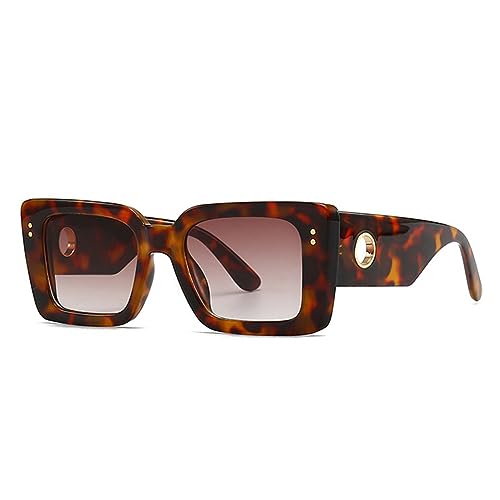 Women Sunglasses Retro Clear Gradient UV400 Men Rivets Candy Color Sun Glasses(Leopard Tea Gradient) von Generisch