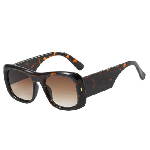 Women Sunglasses Retro Rivets Men Wide Legs Gradient Sun Glasses UV400(Leopard Tea Gradient) von Generisch