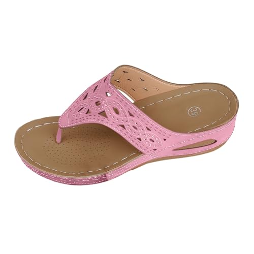 Women Wedge Flip Flops Uk Barefoot Wide Fit Chunky Platform Beach Shoes Retro Clip Toe Ethnic Style Non-Slip Open Toe Slippers with Arch Support Comfortable Plantar Fasciitis Thong Sandals Sliders von Generisch