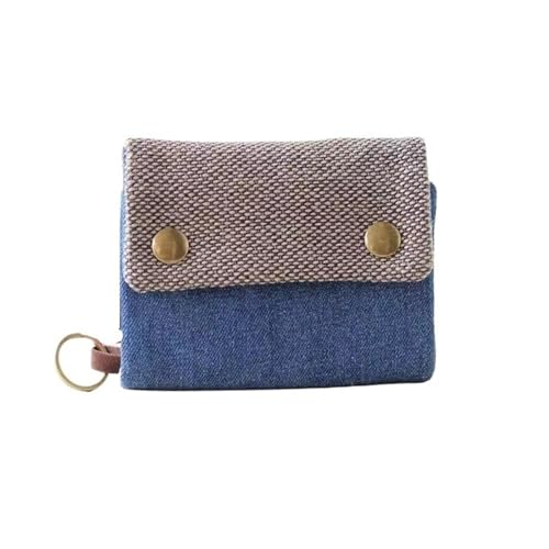 Women's Cartoon Canvas Card Holder - Foldable Mini Wallet with Zipper and Key Organizer, Green3, Taglia Unica von Generisch