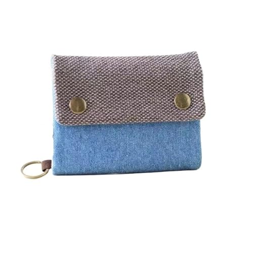 Women's Cartoon Canvas Card Holder - Foldable Mini Wallet with Zipper and Key Organizer, Hellblau, Taglia Unica von Generisch
